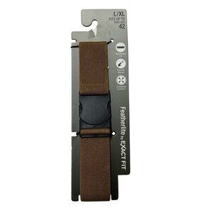 Exact Fit Featherlite Stretch Web Belt Mens L/XL Brown Speed Clip Buckle